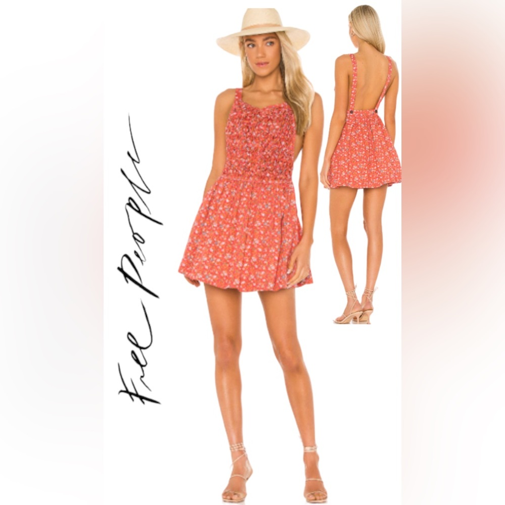 NWT Free People Petunia Cotton Mini Dress Poppy Combo S - Picture 1 of 5